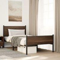 Berkfield Home Metal Bed Frame without Mattress Brown Oak 107x203 cm