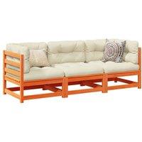 Berkfield Home 3 Piece Garden Sofa Set Wax Brown Solid Wood Pine