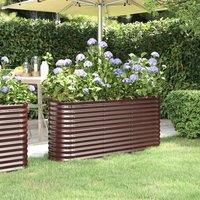 Berkfield Home Garden Raised Bed Powder-coated Steel 152x40x68 cm Brown | Size: 152 x 40 x 68 cm