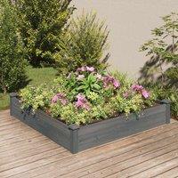 Berkfield Home Garden Raised Bed with Liner Grey 120x120x25 cm Solid Wood Fir | Size: 120 x 120 x 25 cm
