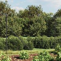 Berkfield Home Wire Mesh Fence with Spike Anchors Anthracite 1.6x10 m in Black