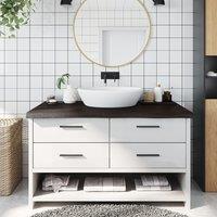 Berkfield Home Bathroom Countertop Dark Brown 100x60x(2-6) cm Treated Solid Wood in Grey
