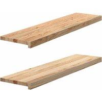 Berkfield Home Window Sills 2 pcs Untreated 100x25x2 cm Solid Wood Oak in Brown | Size: Medium