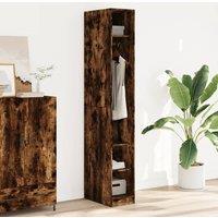 Berkfield Home Wardrobe Smoked Oak 30x50x200 cm Engineered Wood in Brown | Size: 30 x 50 x 200 cm