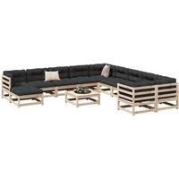 Berkfield Home 12 Piece Garden Sofa Set Solid Wood Pine in Brown