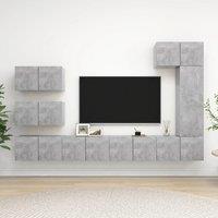 Berkfield Home 8 Piece TV Cabinet Set Concrete Grey Engineered Wood