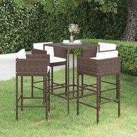 Berkfield Home 5 Piece Garden Bar Set with Cushions Poly Rattan Brown