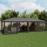 Berkfield Home Party Tent with 12 Mesh Sidewalls Anthracite 8x4 m HDPE in Black
