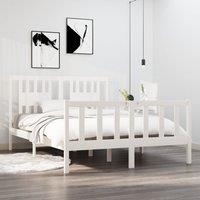Berkfield Home Bed Frame White Solid Wood 140x190 cm