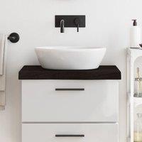 Berkfield Home Bathroom Countertop Dark Brown 60x60x(2-6) cm Treated Solid Wood in Grey