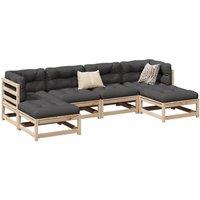 Berkfield Home 6 Piece Garden Sofa Set Solid Wood Pine in Brown