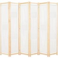 Berkfield Home 6-Panel Room Divider Cream 240x170x4 cm Fabric in Beige | Size: 240 x 170 x 4 cm