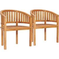 Berkfield Home Banana Chairs 2 pcs Solid Teak Wood in Brown