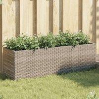 Berkfield Home Garden Planter with 3 Pots Grey 105x30x32 cm Poly Rattan | Size: 105 x 30 x 32 cm