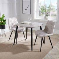Core Products Aspen Grey Oak Effect Square Dining Table with 2 Stitch Chairs - Set in Natural