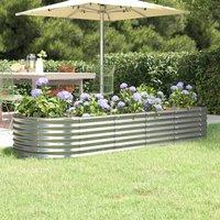 Berkfield Home Garden Raised Bed Powder-coated Steel 224x80x36 cm Silver | Size: 224 x 80 x 36 cm