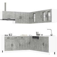 Berkfield Home 11 Piece Kitchen Cabinet Set Kalmar Concrete Grey Engineered Wood