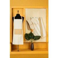 Deyongs Stripe Natual Kitchen Set - Oven Mitt, Oven Glove, Tea Towels & Apron in Natural