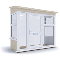 Dunster House Composite AddPorch W2.5m x D1.0m, UPVC Windows & Door, Right Config in White