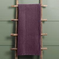 Voyage Maison Haze 100% Cotton Velvet Quilted Throw in Plum | Size: 140 cm x 200 cm