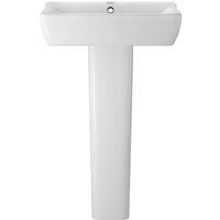 Balterley Alba 1 Tap Hole Basin & Full Pedestal Soft Square Bathroom Sink, 550mm in White