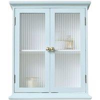 Melody Maison Duck Egg Blue Reeded Glass Wall Cabinet in Baby Blue