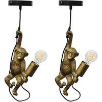 First Choice Lighting Set of 2 Norman - Black & Gold Monkey Pendant