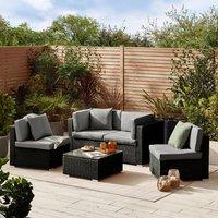 FurnitureboxUK Orlando 4 Seat Modular Outdoor Garden Rattan Sofa in Black