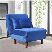 Comfy Living Ltd Plush Velvet Fabric Armchair Sleeper Chair Chaise Pull Out in Navy