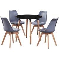 Life Interiors 'Lorenzo' Round Dining Set with a Table & Dining Chair Set of 4 in Grey