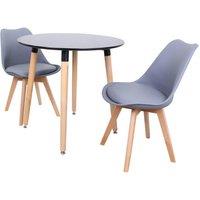 Life Interiors 'Round Lorenzo' Dining Set with a Table & Chairs Set of 2 in Grey