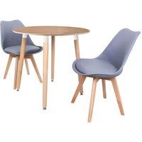 Life Interiors 'Round Lorenzo' Dining Set with a Table & Chairs Set of 2 in Grey