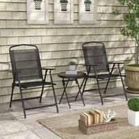 OUTSUNNY Patio Bistro Set Folding Chairs & Coffee Table for Balcony in Black