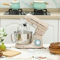 HOMCOM Electric Stand Mixer, 4.5L Food Mixer with Dough Hook, Whisk in Beige