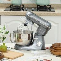 HOMCOM Electric Stand Mixer, 4.5L Food Mixer with Dough Hook, Whisk in Silver