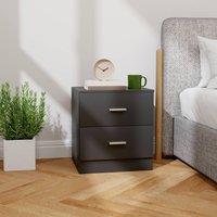 HOMCOM Bedside Table, Nightstand with 2 Drawers, Modern Side Table, Black