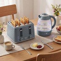 HOMCOM Kettle & Toaster Set with Strix Thermostat, Crumb Tray, Grey