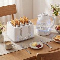 HOMCOM Kettle & Toaster Set with Strix Thermostat, Crumb Tray, Cream