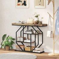 HOMCOM Industrial Console Table, Hallway Table with 4-Tier Shelves in Brown