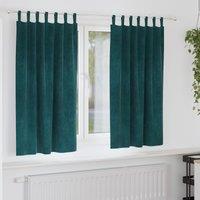 Berkfield Home Blackout Curtains with Hanging Loops 2 pcs Dark Green Velvet
