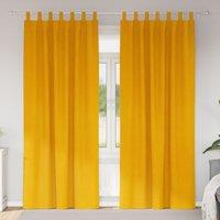 Berkfield Home Blackout Curtains with Hanging Loops 2 pcs Mustard Yellow Velvet