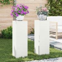 Berkfield Home Outdoor Plant Stands Pillar 2 pcs White 24x24x75 cm Steel | Size: 24 x 24 x 75 cm