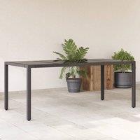 Berkfield Home Garden Table with Glass Top Black 190x90x75 cm Poly Rattan | Size: 190 x 90 x 75 cm