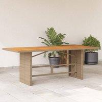 Berkfield Home Garden Table with Acacia Wood Top Beige 190x80x74 cm Poly Rattan | Size: 190 x 80 x 74 cm