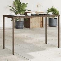 Berkfield Home Garden Table with Glass Top Brown 115x54x74 cm Poly Rattan | Size: 115 x 54 x 74 cm