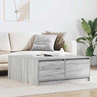Berkfield Home Coffee Table with Drawers Grey Sonoma 100x100x40 cm | Size: 100 x 100 x 40 cm