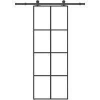 Berkfield Home Sliding Door with Hardware Set 76x205 cm ESG Glass&Aluminium in Black