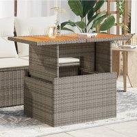 Berkfield Home Garden Table Grey 100x55x73 cm Poly Rattan & Acacia Wood | Size: 100 x 55 x 73 cm
