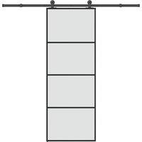 Berkfield Home Sliding Door with Hardware Set 76x205 cm ESG Glass&Aluminium in Black