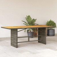 Berkfield Home Garden Table with Acacia Wood Top Grey 190x80x74 cm Poly Rattan | Size: 190 x 80 x 74 cm